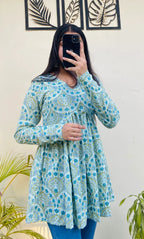 Cotton Printed Flared Aliacut Peplum Top