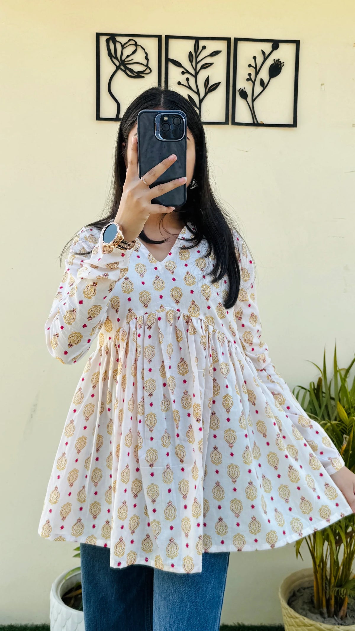 Cotton White Flared Aliacut Peplum Top