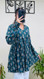Cotton Flared Aliacut Floral Print Peplum Top