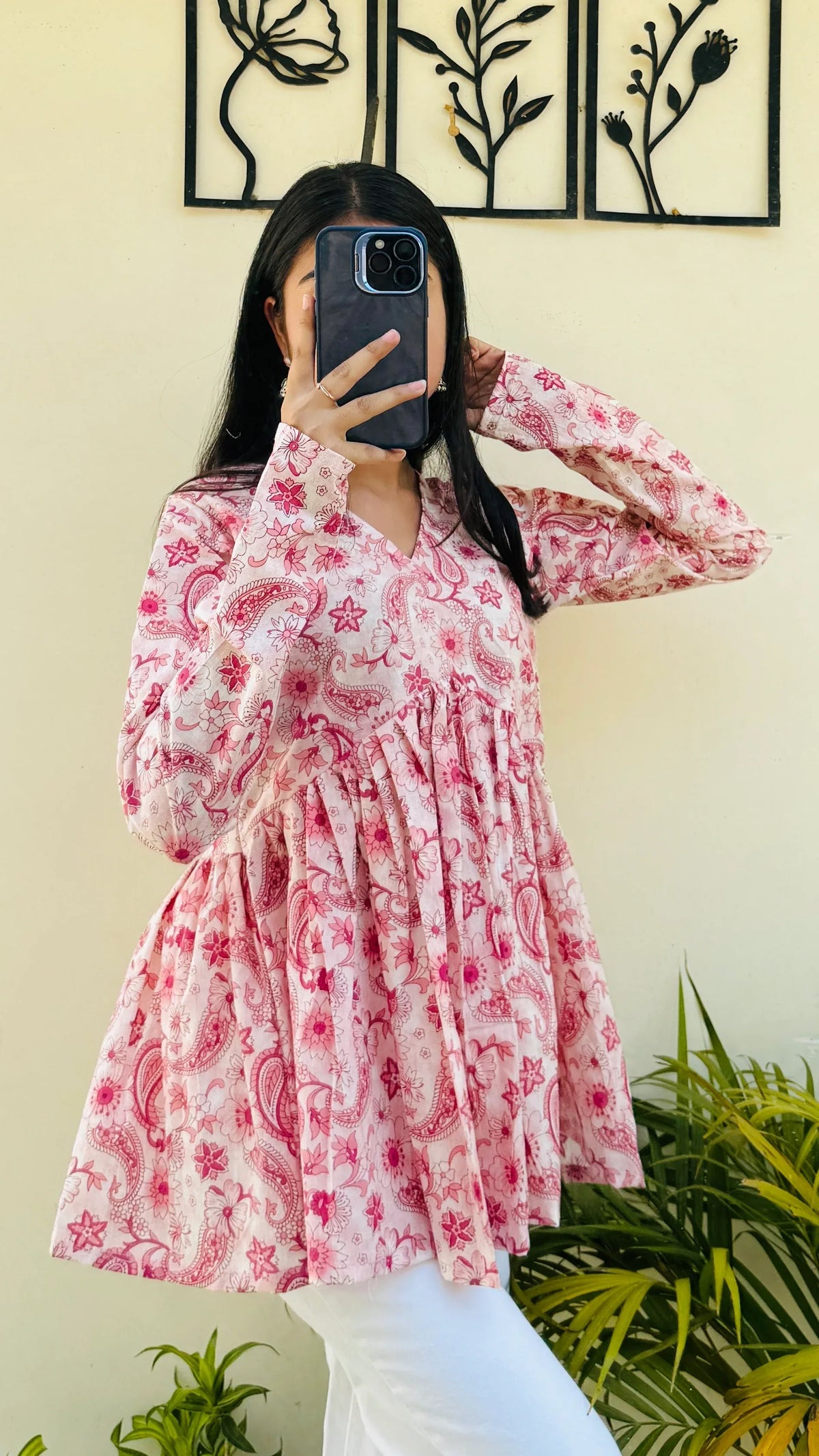 Cotton Flared Floral Printed Aliacut Peplum Top