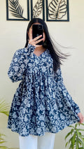 Cotton Flared Aliacut Floral Print Peplum Top