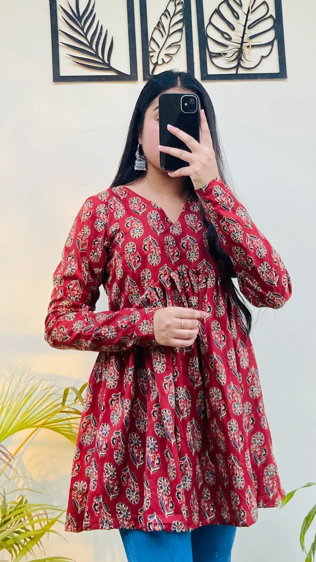 Cotton Flared Floral Print Aliacut Peplum Top