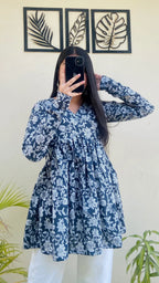 Cotton Flared Aliacut Floral Print Peplum Top