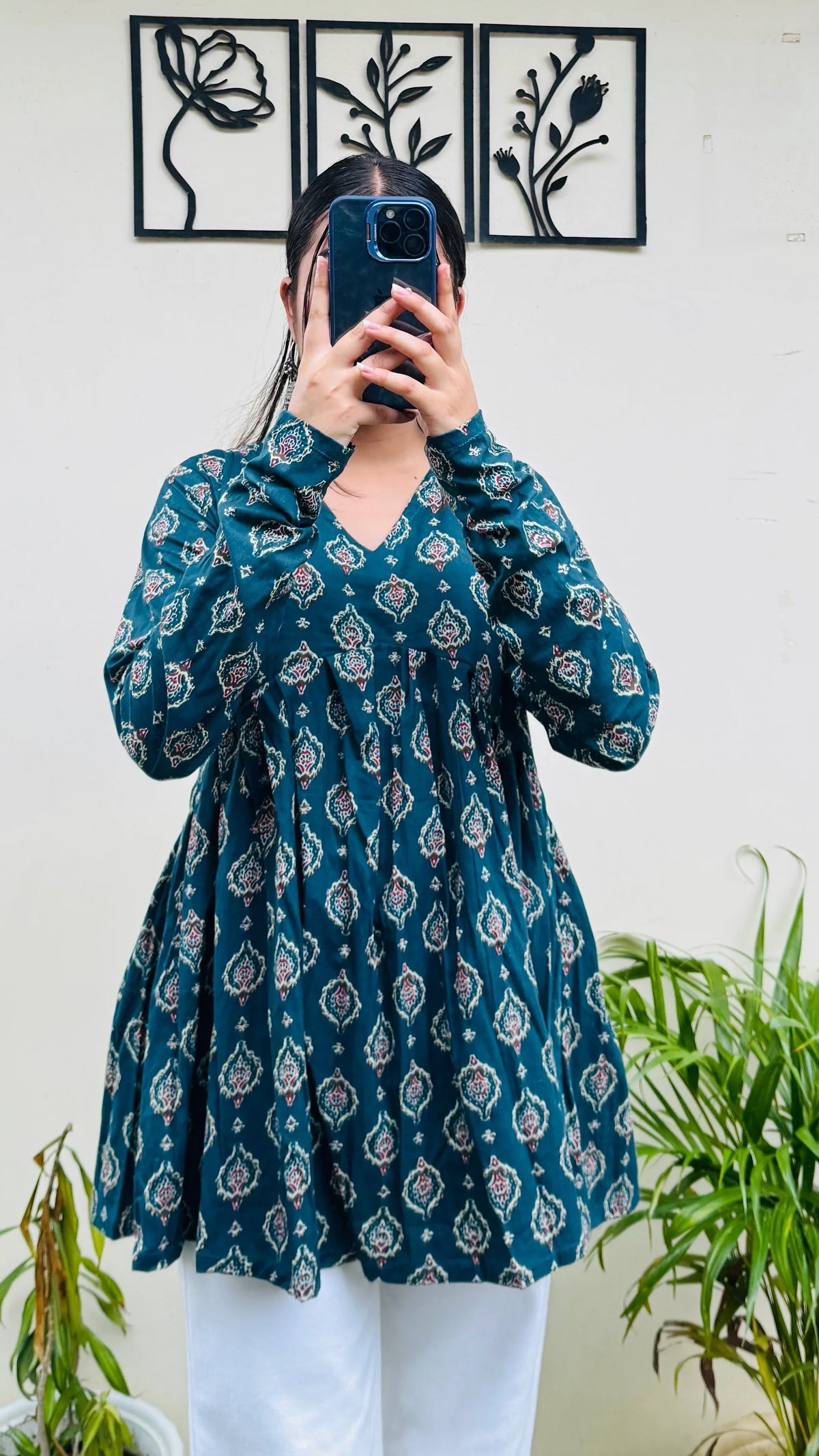 Cotton Flared Aliacut Floral Print Peplum Top