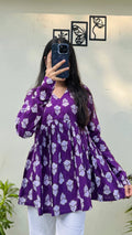 Cotton Flared Printed Aliacut Peplum Top