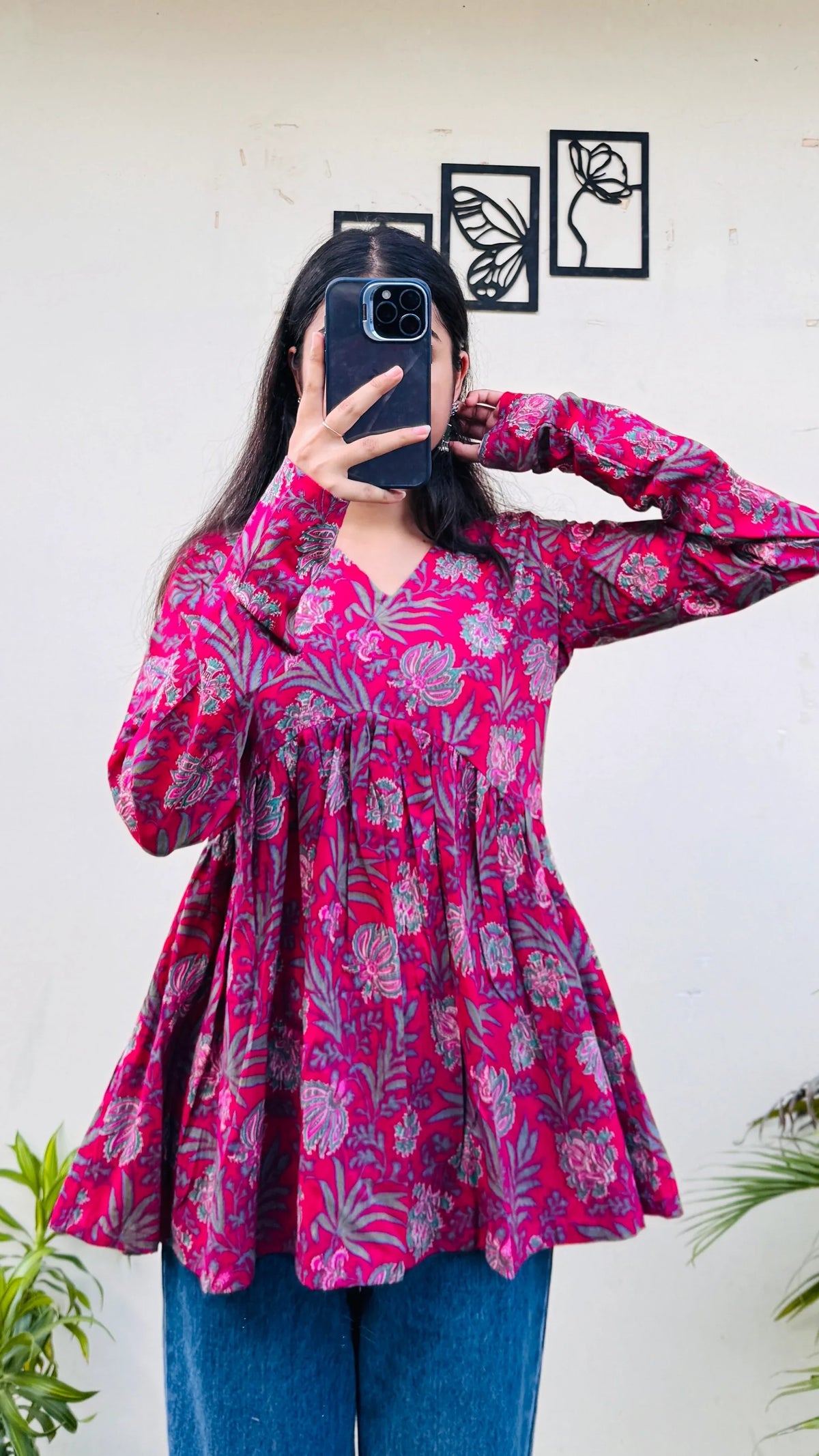 Cotton Flared Printed Aliacut Peplum Top
