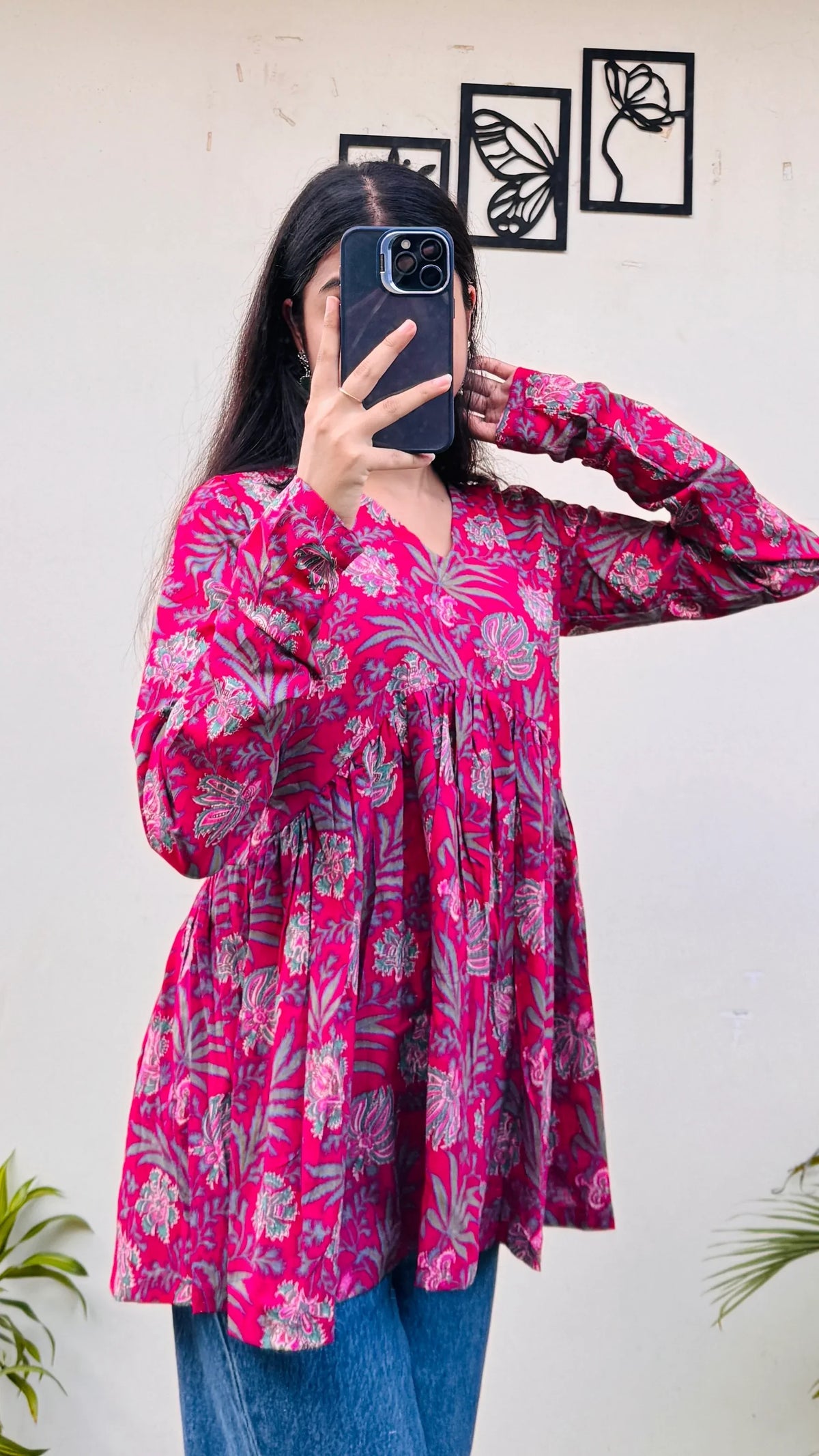Cotton Flared Printed Aliacut Peplum Top