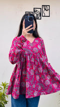 Cotton Flared Printed Aliacut Peplum Top