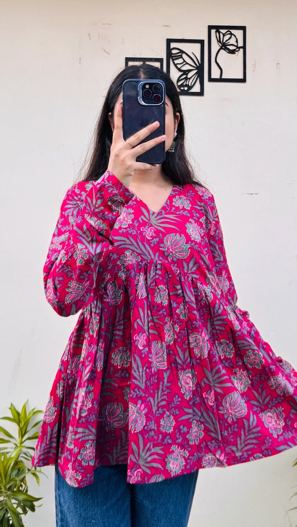 Cotton Flared Printed Aliacut Peplum Top