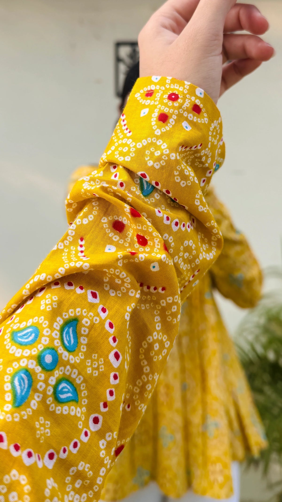 Cotton Yellow Flared Printed Aliacut Peplum Top
